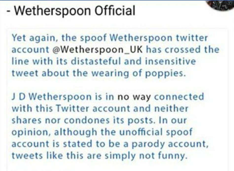 JD Wetherspoon fights back:"This is simply not funny"