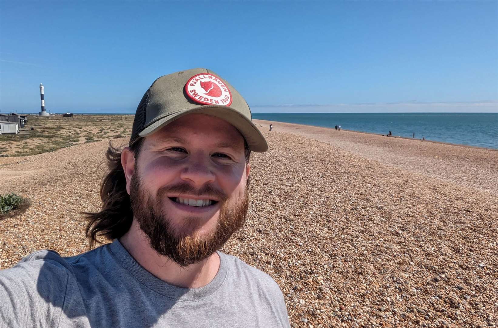 Rhys Griffiths on the beach at Dungeness during his walk around this unique corner of Kent