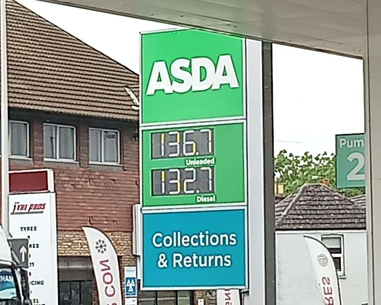 ASDA Rainham petrol prices. Picture: Samuel Baverstock