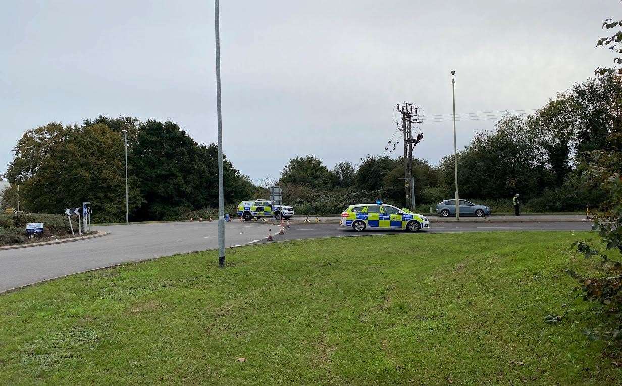 Police at the scene on the A28