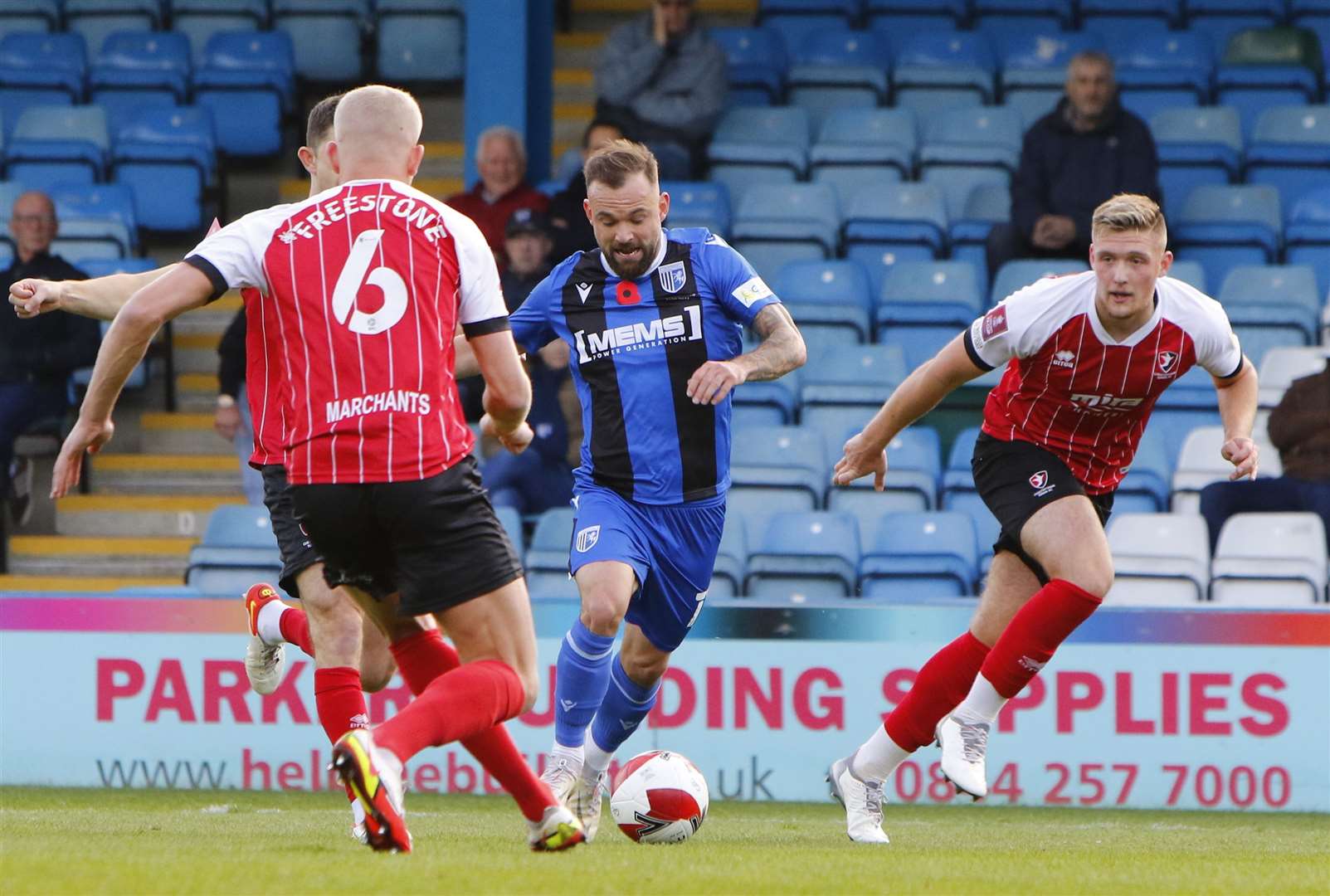 Danny Lloyd looks for a way to goal. Picture: Andy Jones