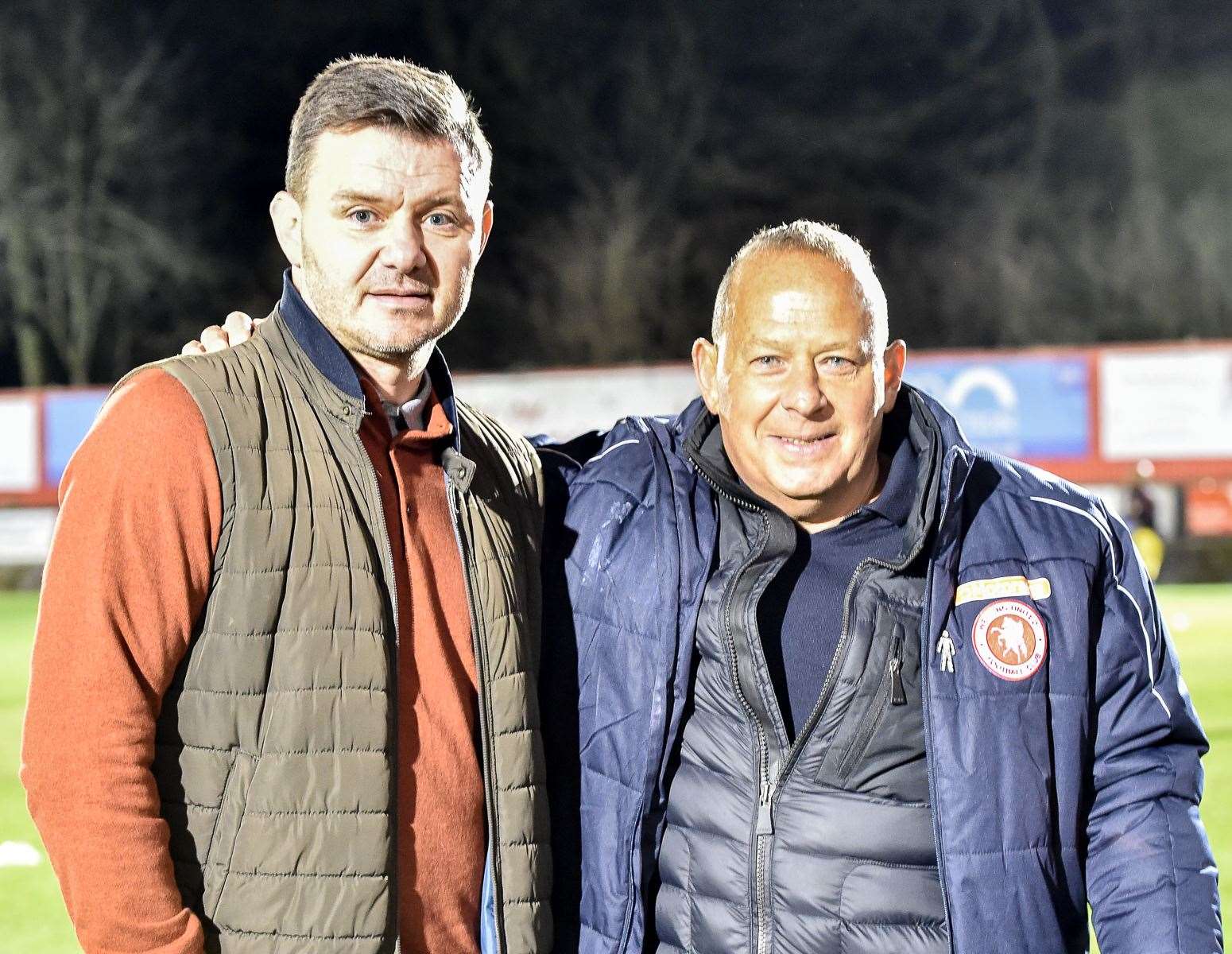 New Welling United manager Bradley Quinton with chairman Mark Goldberg. Picture: Dave Budden