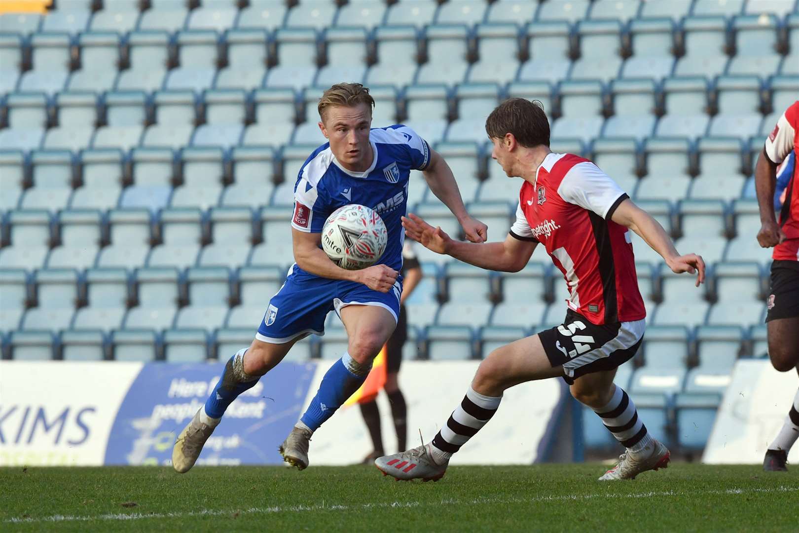 Gillingham captain in action against Exeter City in the FA Cup Picture: Keith Gillard