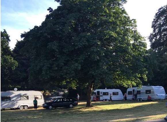 A large group of travellers set up camp at the same site in July. Picture: Ruan Ellis