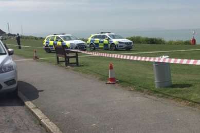 Police have cordoned off Tankerton Slopes. Picture: Matthew Kevin Lawrence.