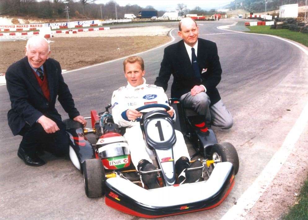 Surtees, Herbert and Sisley pictured on the circuit's 1999 extension. Picture: Kerry Dunlop