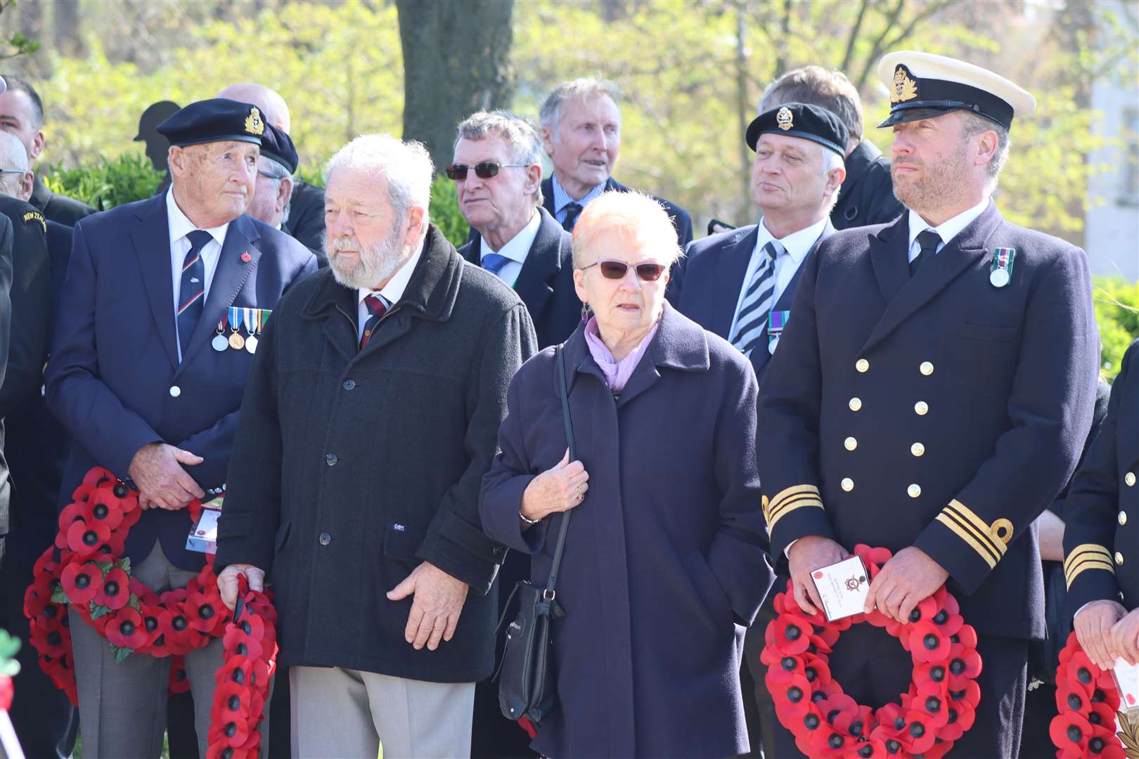 Peter MacDonald, left, at the dedication ceremony for the new memorial wall at Sheerness war memorial on Sunday