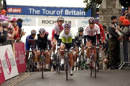 The riders set off from Rochester Castle on Saturday morning. Picture: MATTHEW READING