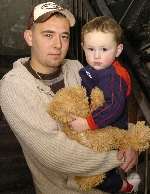Shaun Wilson and his son Billy were trapped in their flat. Picture: ANDY PAYTON