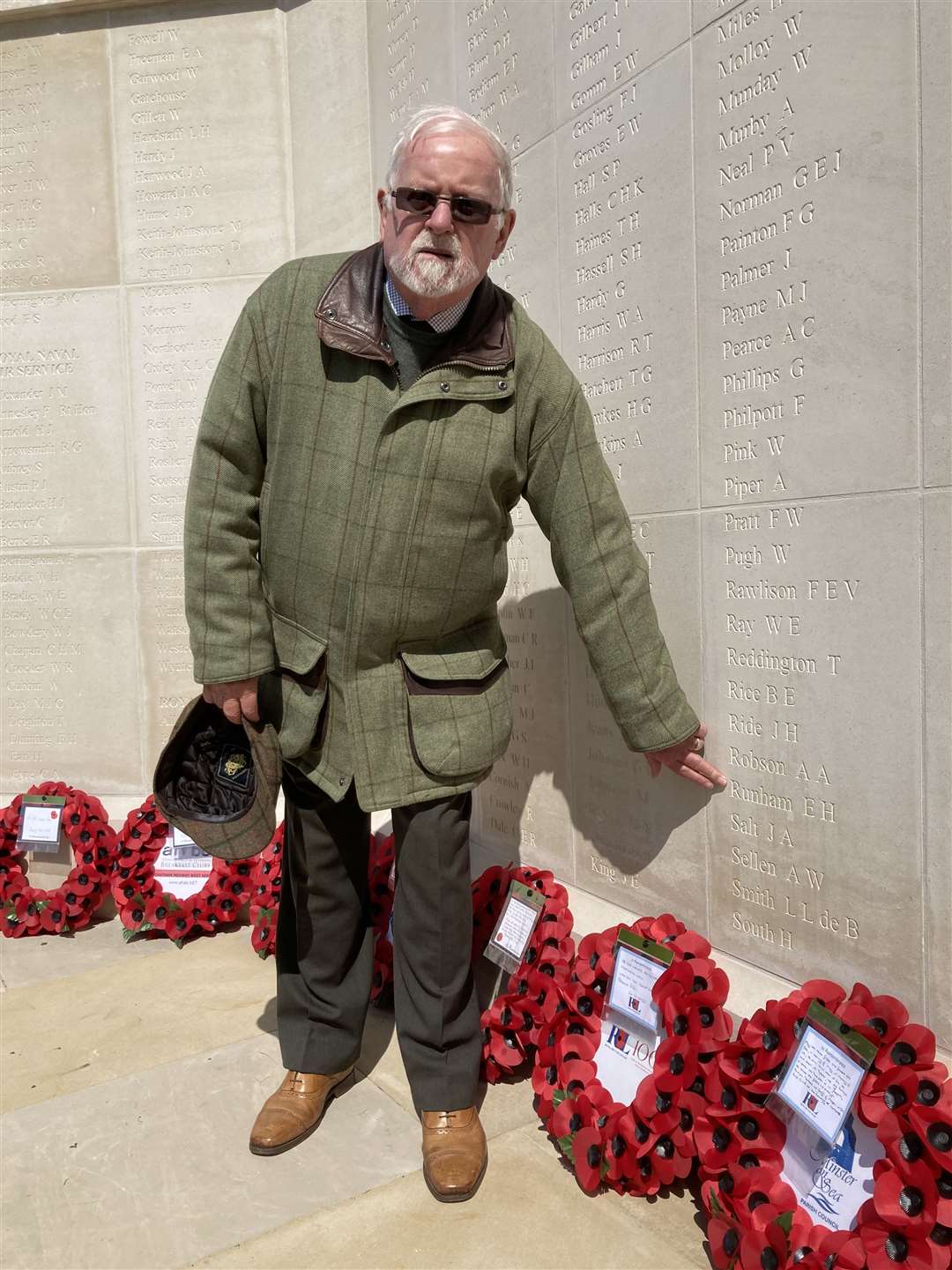 Raymond Nicholls, 77, travelled from Salisbury for the dedication of the new memorial wall in Sheerness. His great uncle's name, Ernest Runham is on the monument