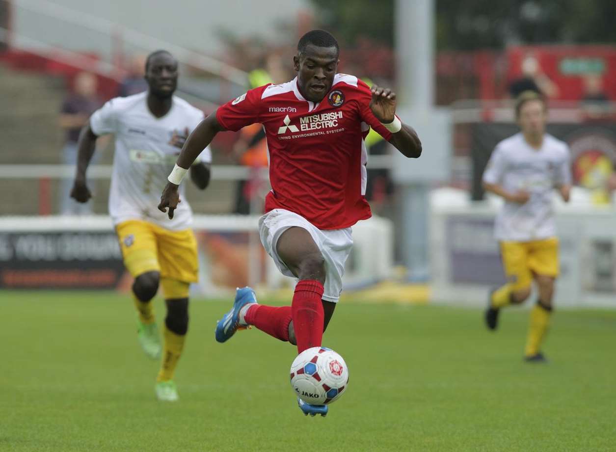 Ebbsfleet's Anthony Cook in full flight against Sutton Picture: Andy Payton