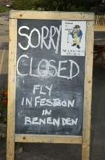 CLOSED: A sign outside the Bull pub