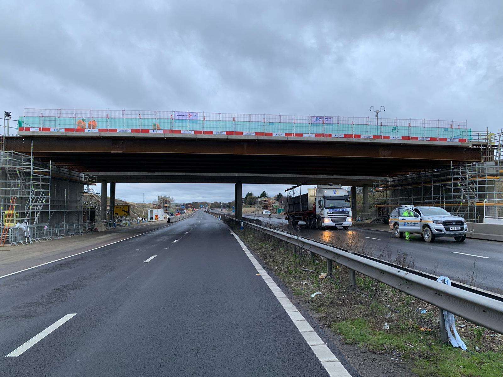 The bridge over the M20 near Ashford. Pictures: Highways England