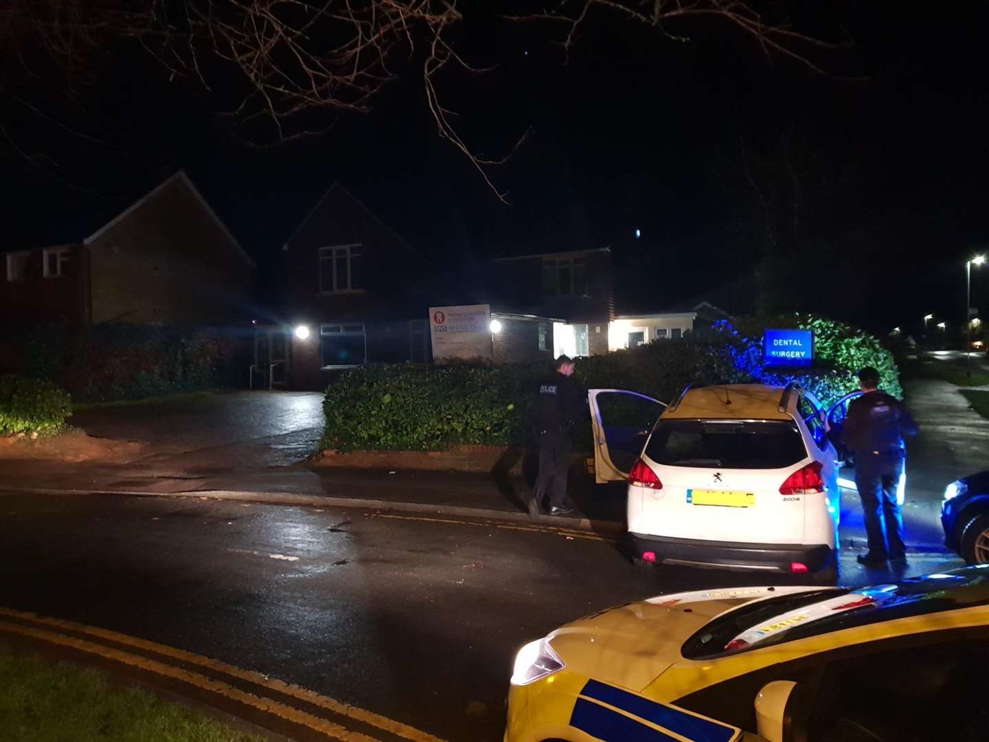 Kent police made an arrest after a suspected drink driver crashed into a dental surgery in Maidstone. Pic: Kent Police RPU (6023463)