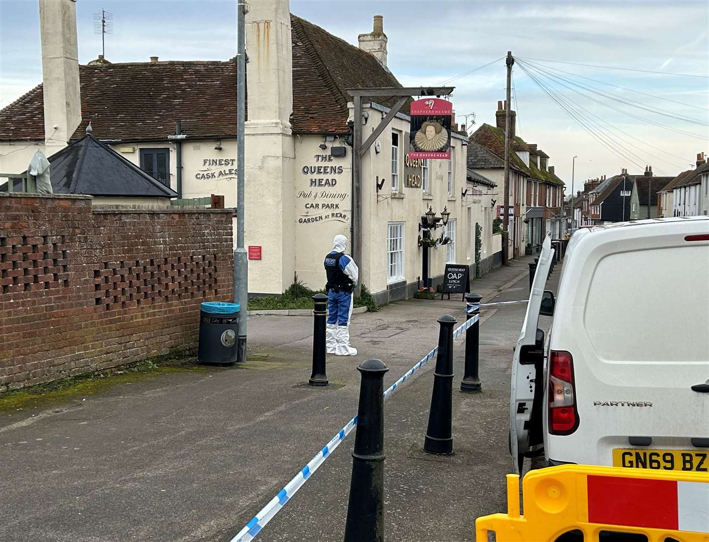 Police are at the Queens Head pub in Boughton under Blean