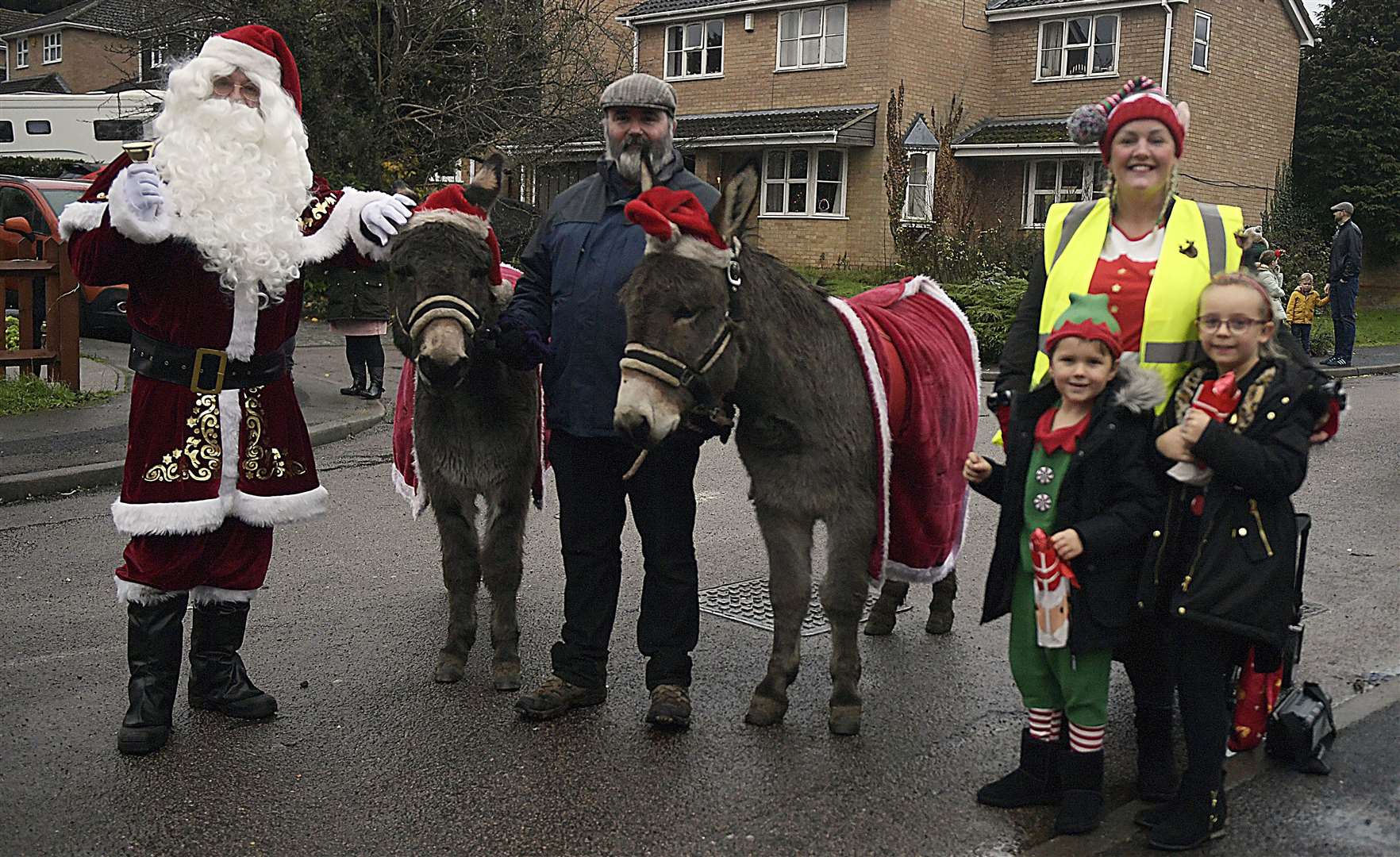 Father Christmas, accompanied by two donkeys, visited Fielding Drive. Picture: Barry Goodwin