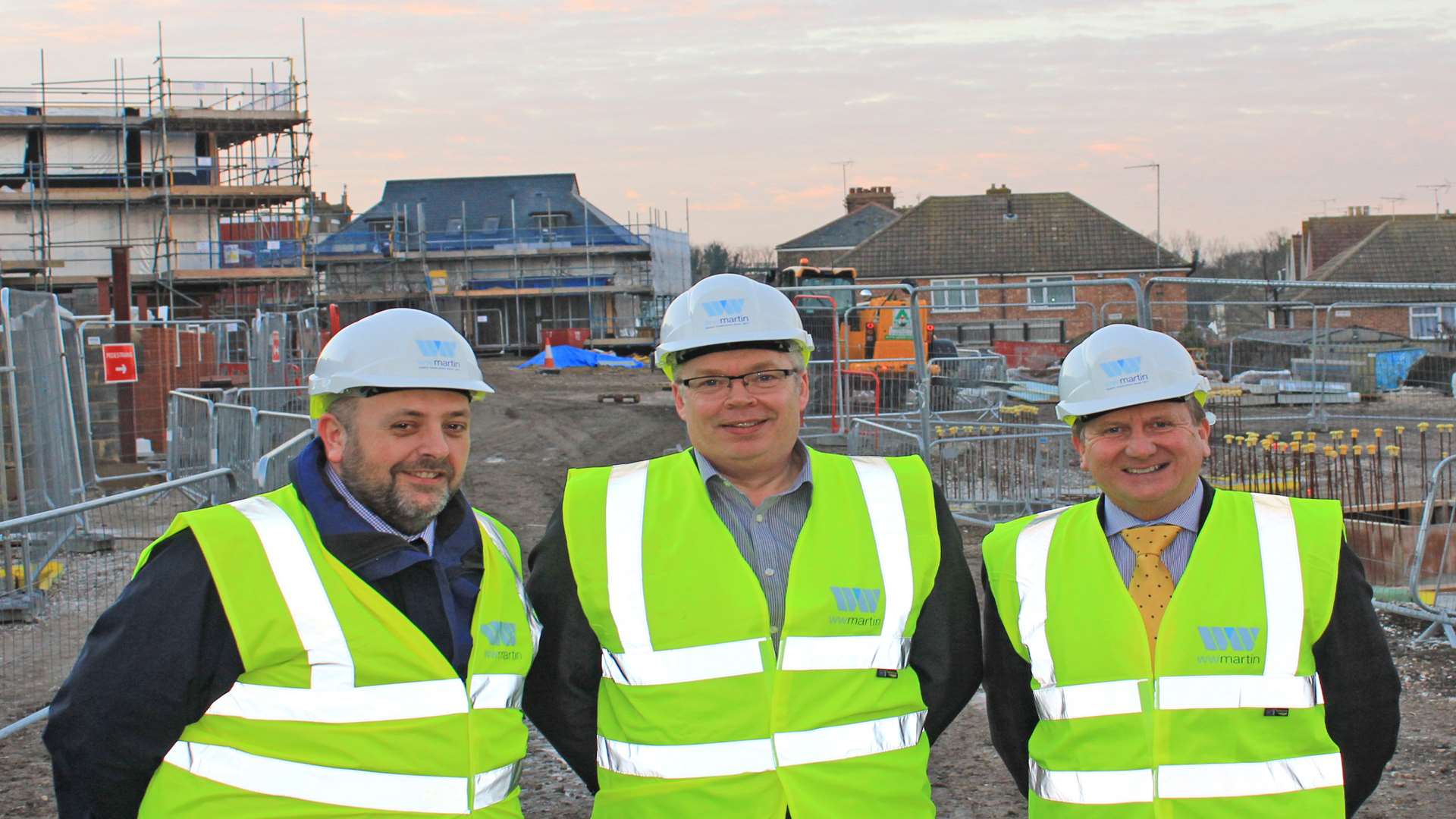 From left, WW Martin directors Neil Peck, Mike Darling and Ian Posnett on the site of the redevelopment of the former Flour Mill in Ramsgate, which will be turned into 72 homes