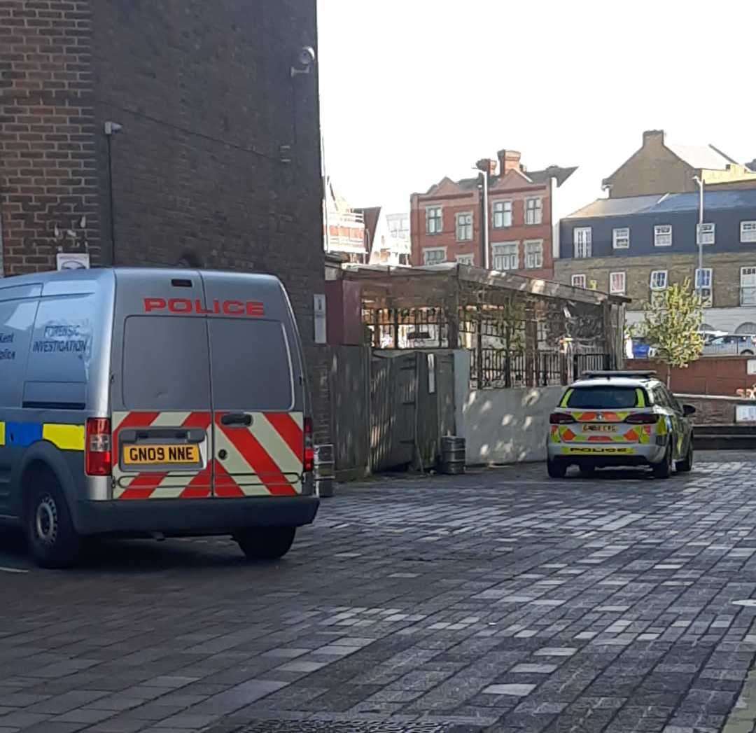 A forensics van and police car were spotted outside a Thai restaurant in Broadway, Maidstone