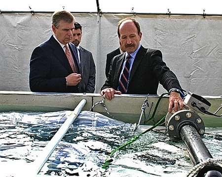 Prince Andrew is shown the Anaconda wave energy project by Des Crampton, chief executive of Checkmate Seaenergy.