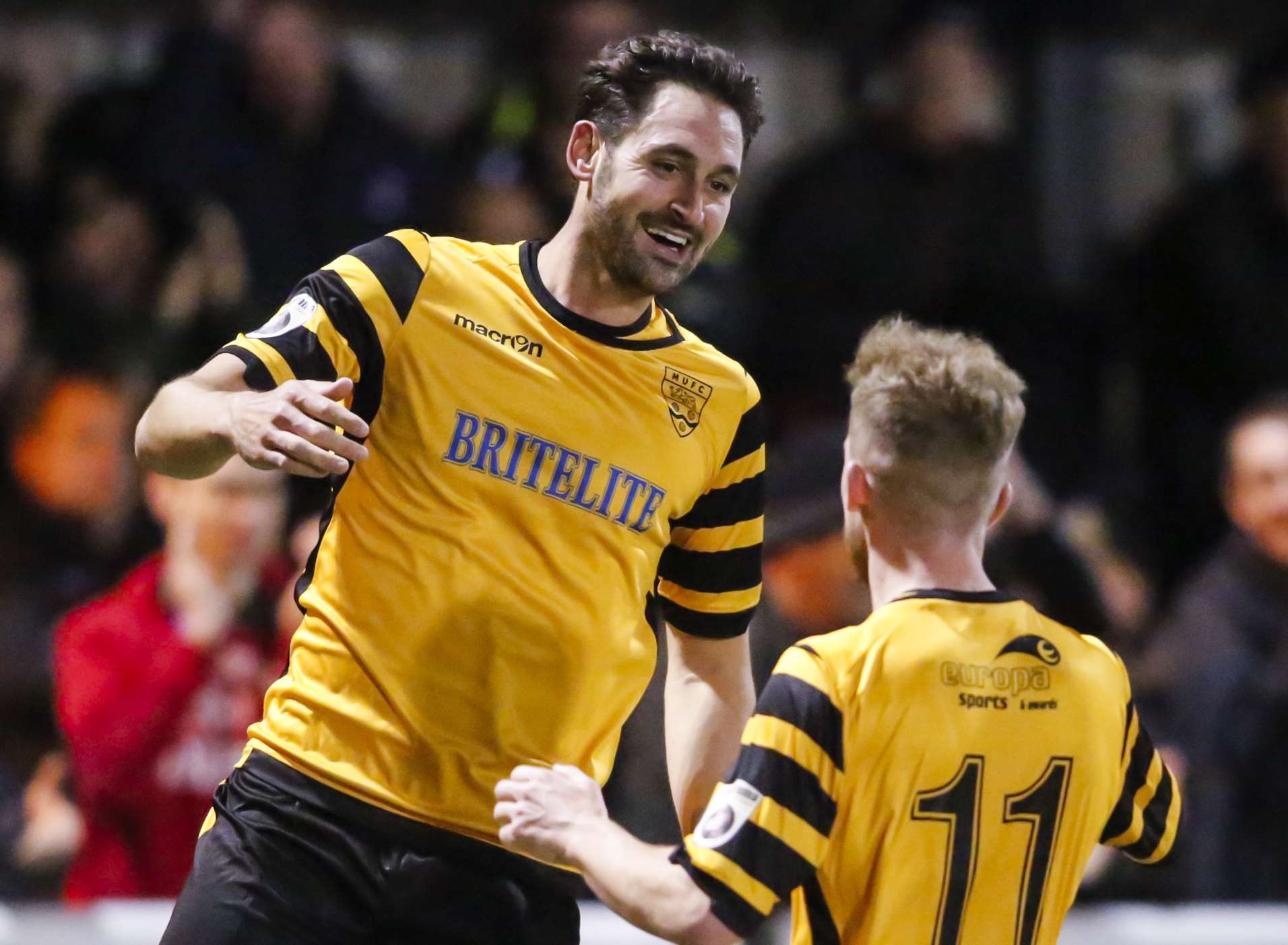 Jay May celebrates one of his many goals for Maidstone Picture: Martin Apps