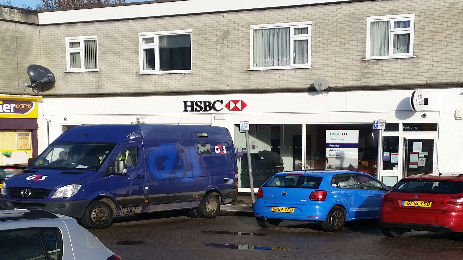 The G4S van robbed outside HSBC in Walderslade village, picture, Patrick Burgess