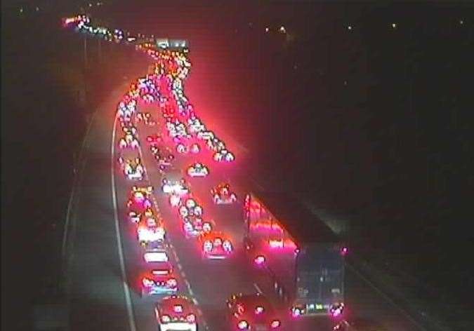 Traffic at a standstill on the M2 coastbound
