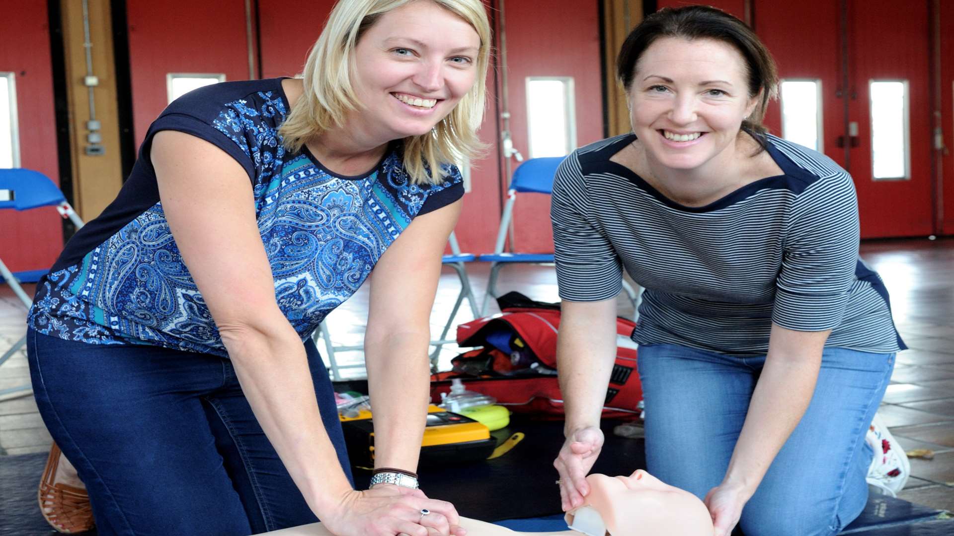 Louise Wills, left, and Nicola Shooter learn resuscitation at Thames-side Fire Station