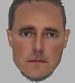 A computer-generated image of one of two suspects wanted in connection with an alleged serious sexual assault on Viking Bay at Broadstairs.