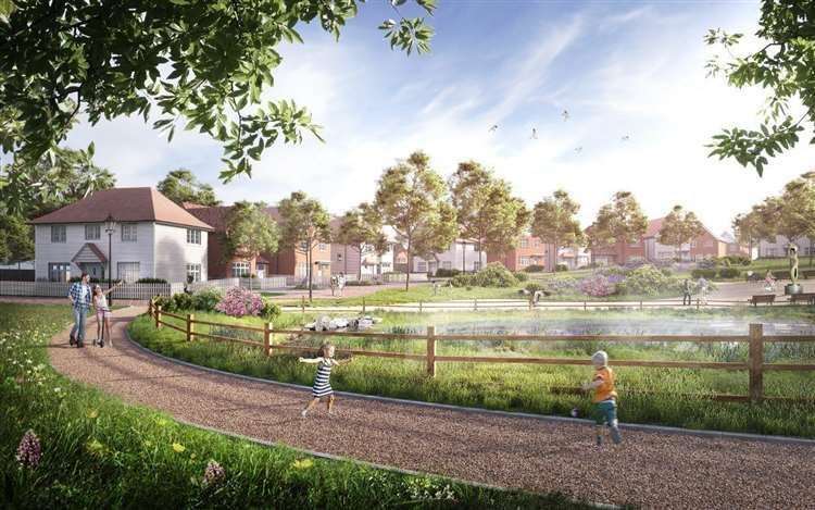 An artist impression of what Highsted Park could look like if given the green light. Picture: Quinn Estates
