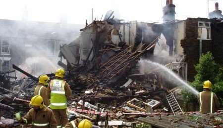 The scene of devastation after the explosion. Picture: MIKE PETT
