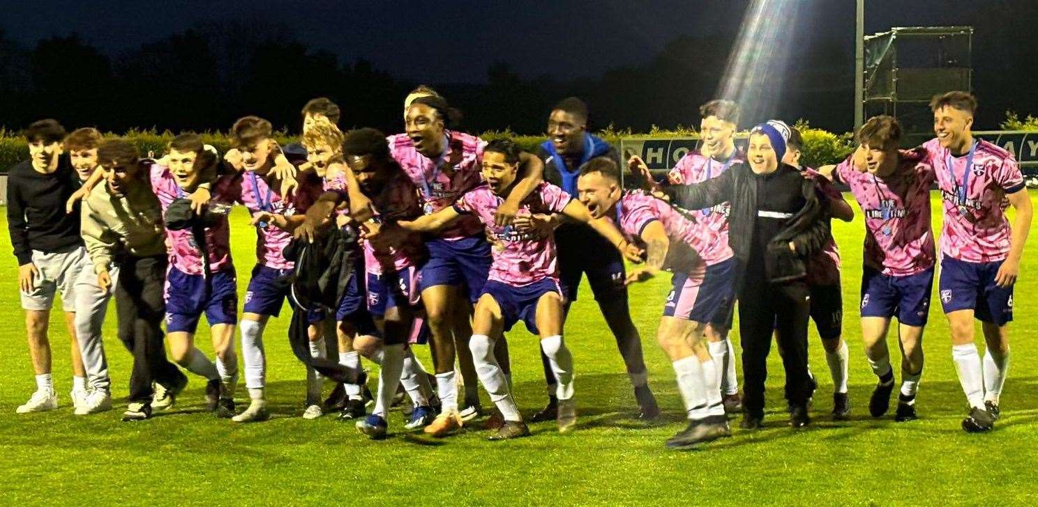 Margate under-23s celebrating their title triumph at Bearsted last Thursday