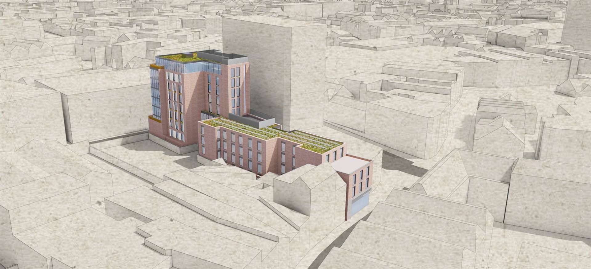What the hotel could look like - the lower front part is on Week Street. Picture: Dexter Moren Associates