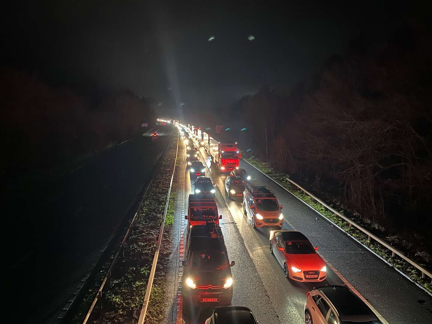 There are heavy delays on the M2 between Faversham and Canterbury following a multi-vehicle crash