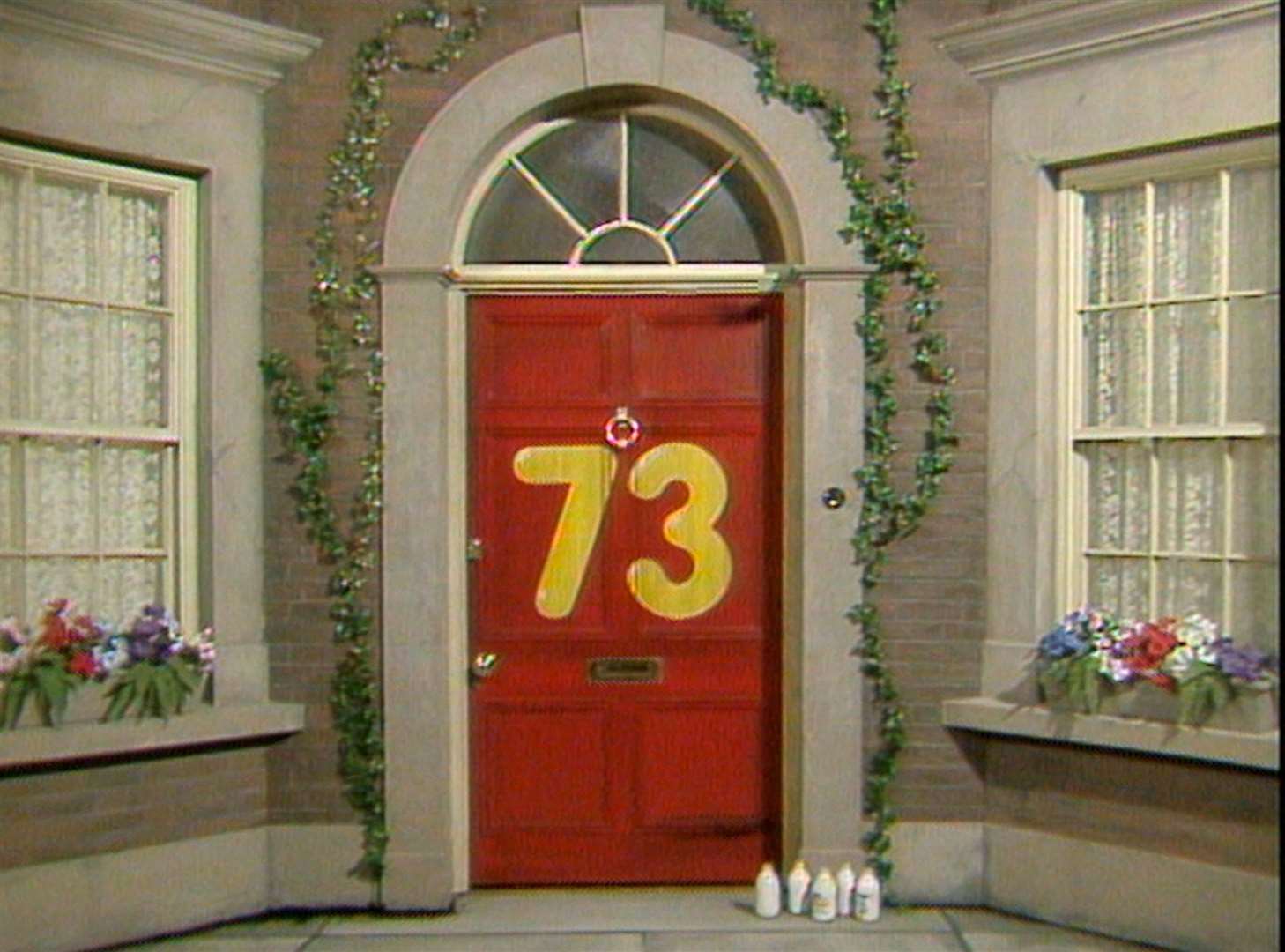 The front door of Saturday morning children's show Number 73 made by TVS at VInters Park studios, Maidstone