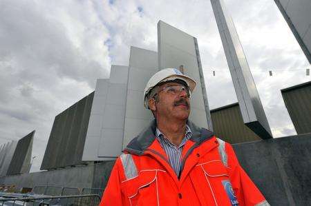 Site manager Philip Tarrent at substation built for the London Array windfarm