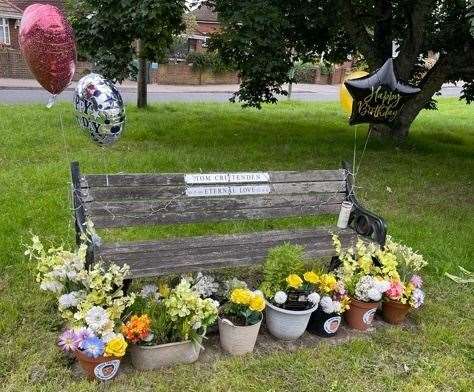 A memorial bench for Tom sits on Sutton Road where he passed away. Picture: Glenda Crittenden