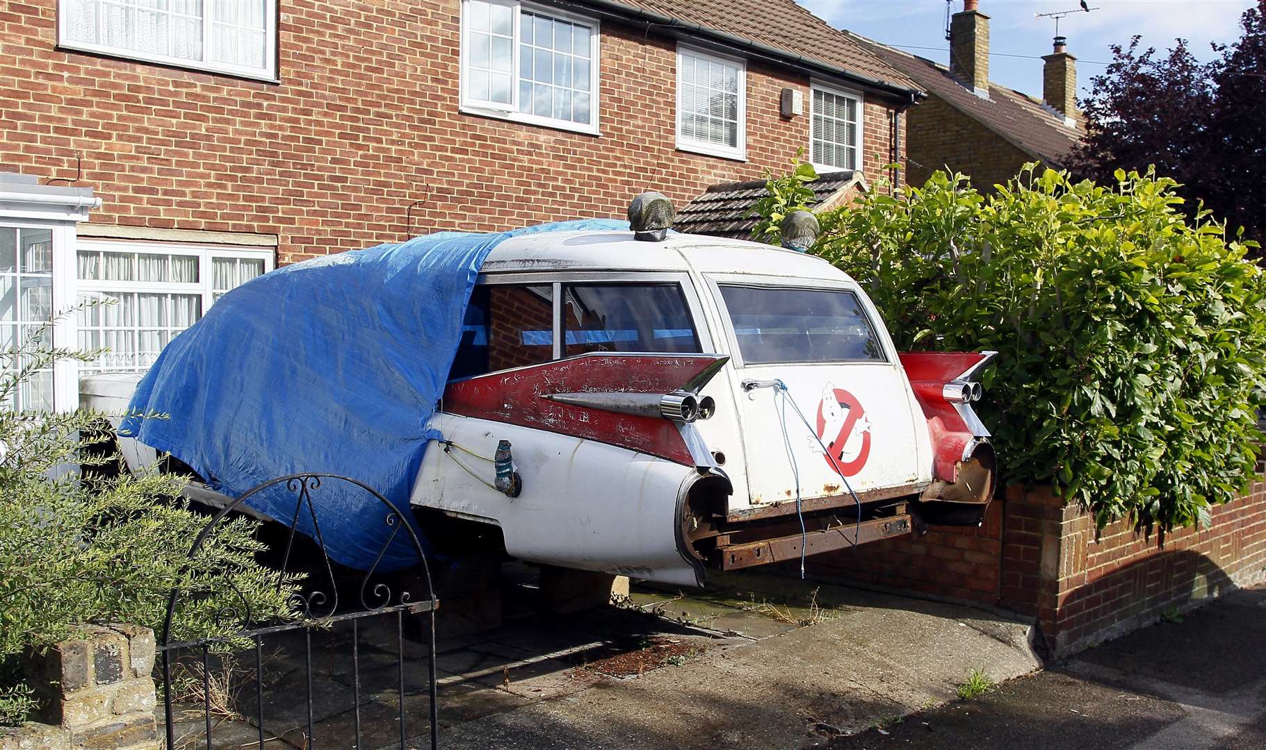 The replica Ghostbusters car has sat under tarpaulin in a Twydall driveway for a decade. Picture: Sean Aidan (15372454)