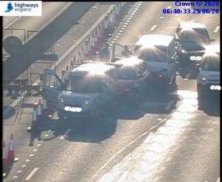 Four vehicles have crashed on the M25. Photo: Highways England
