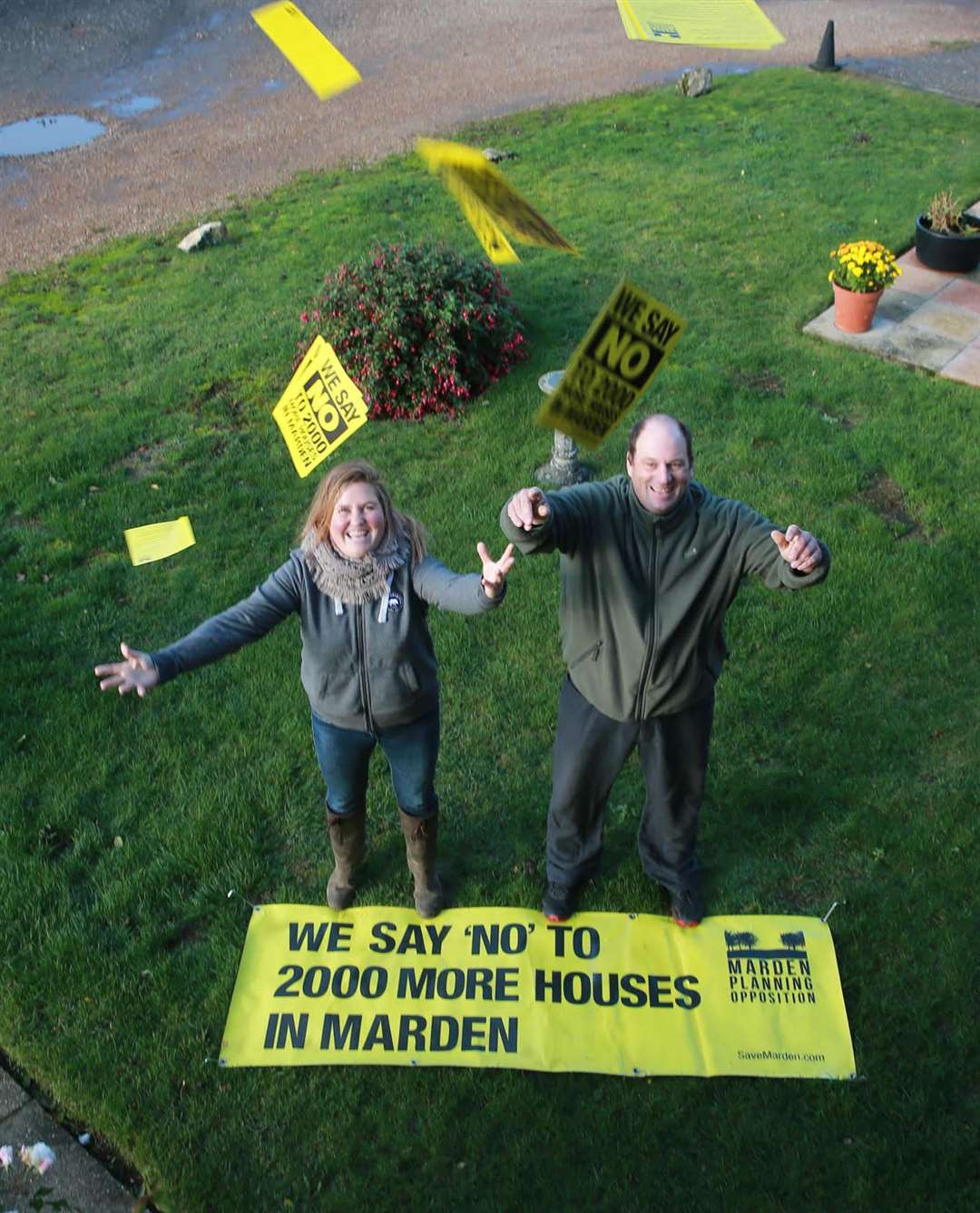 Claudine and Tristan Russell celebrate after Marden was dropped by MBC as a garden village