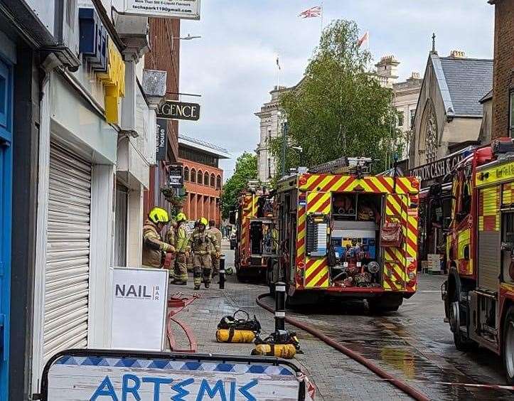 Firefighters were called to a flat in Week Street, Maidstone. Picture: Mark Deakin
