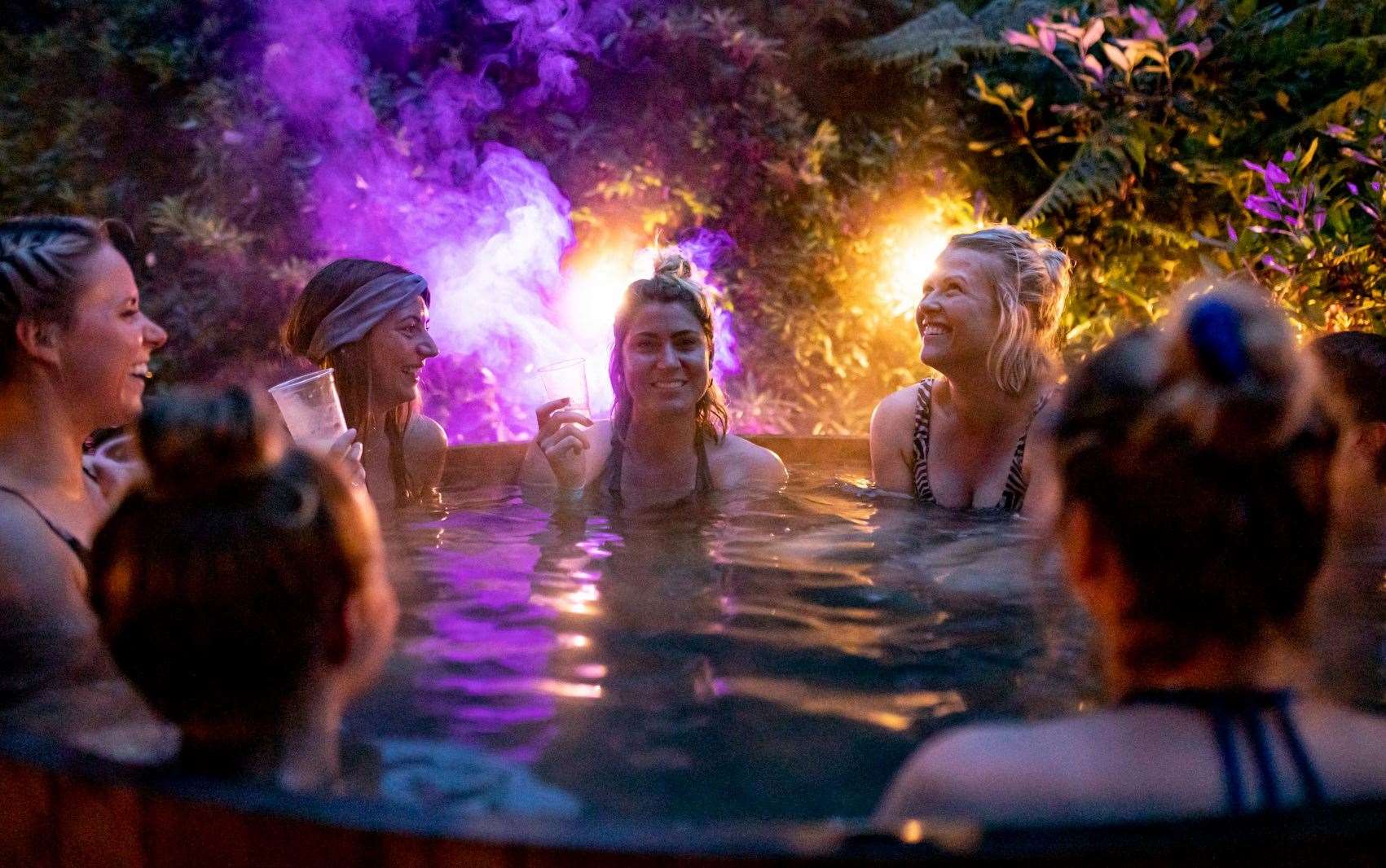 Unwind in the hot tubs after a day of trail runs and nature hikes. Picture: LoveFit