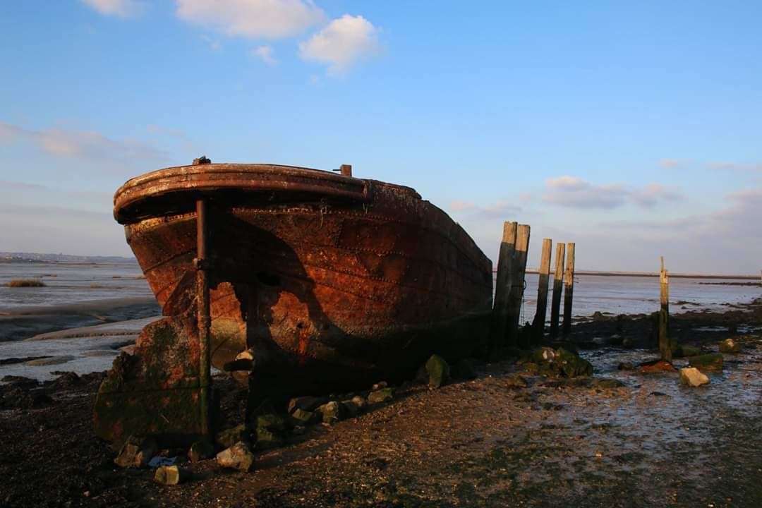 An abandoned ship at riverside country park
