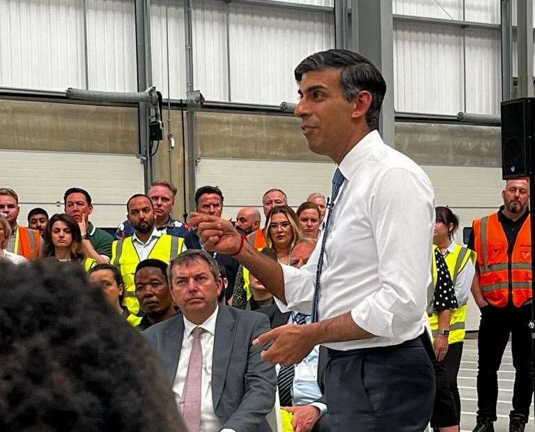 Prime Minister Rishi Sunak at the Ikea distribution centre in Dartford