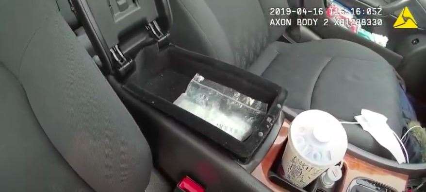Cocaine was found in the central console of the car. Photo: Kent Police