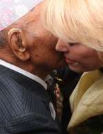 Joanna Lumley hugs an ex-Gurkha outside London's the Royal Courts of Justice in September. Picture: Chris Denham