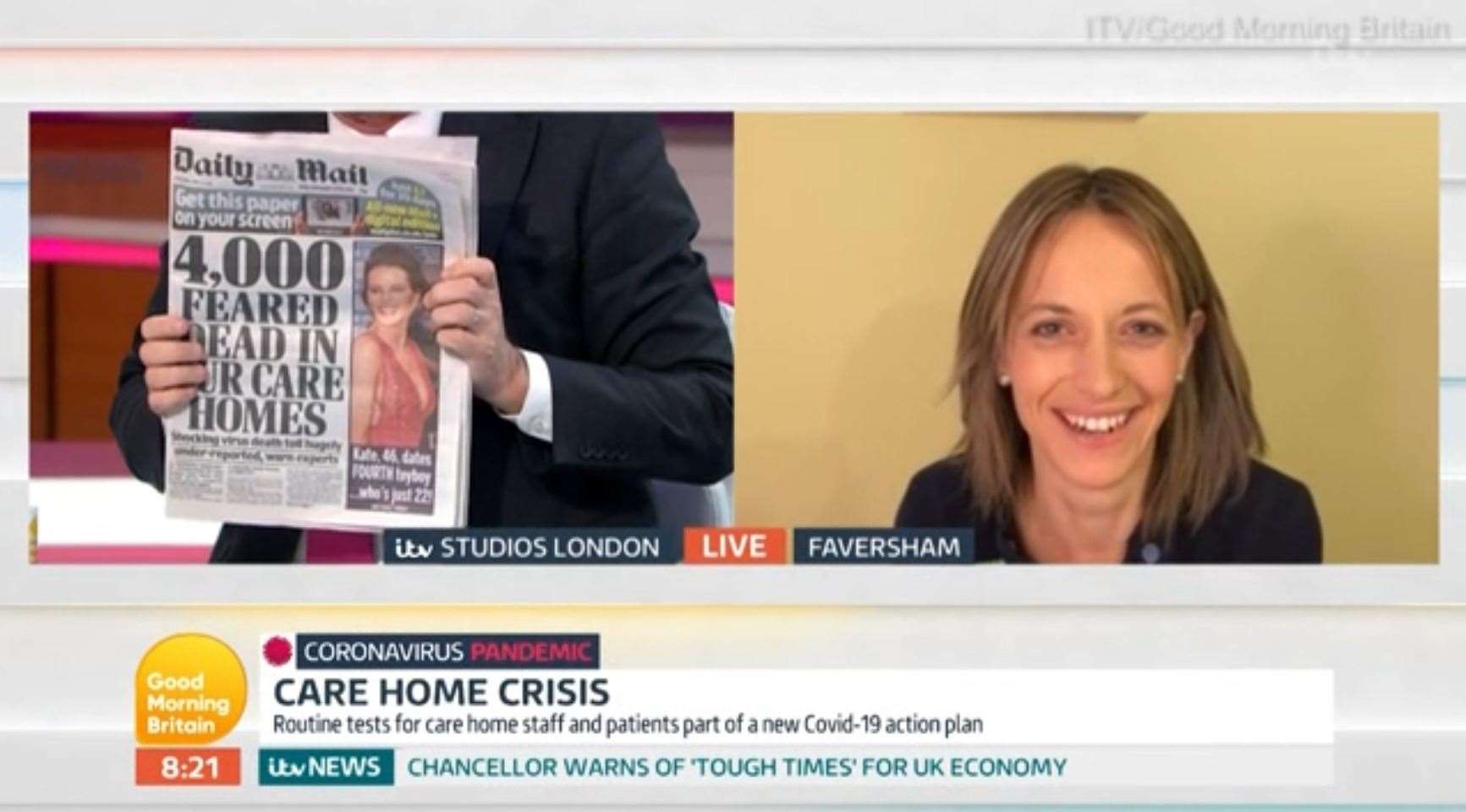 MP Helen Whately was accused of laughing by Piers Morgan during a previous car-crash interview on Good Morning Britain. Picture: ITV