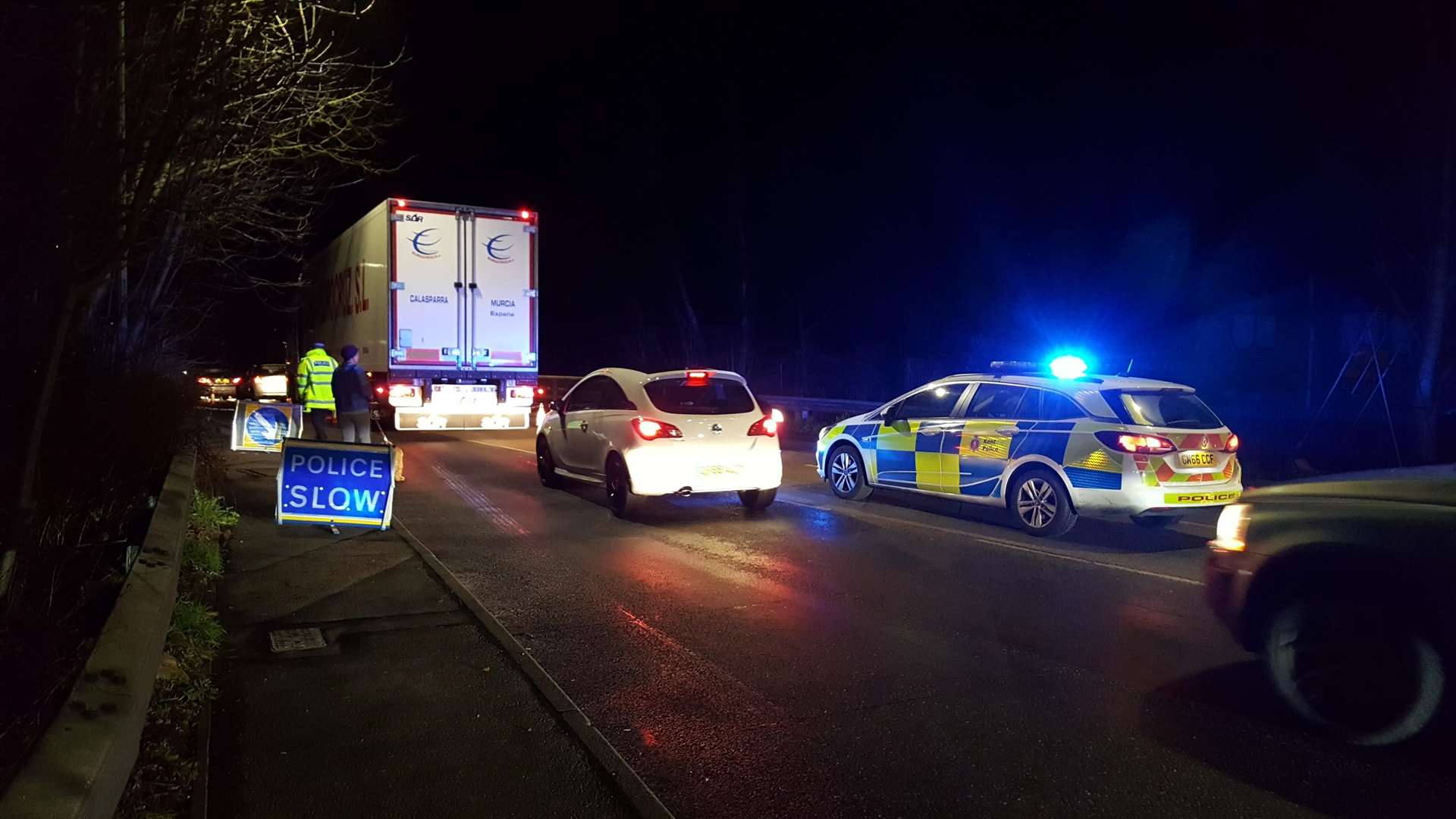 Police on Canterbury Road bridge on Tuesday evening
