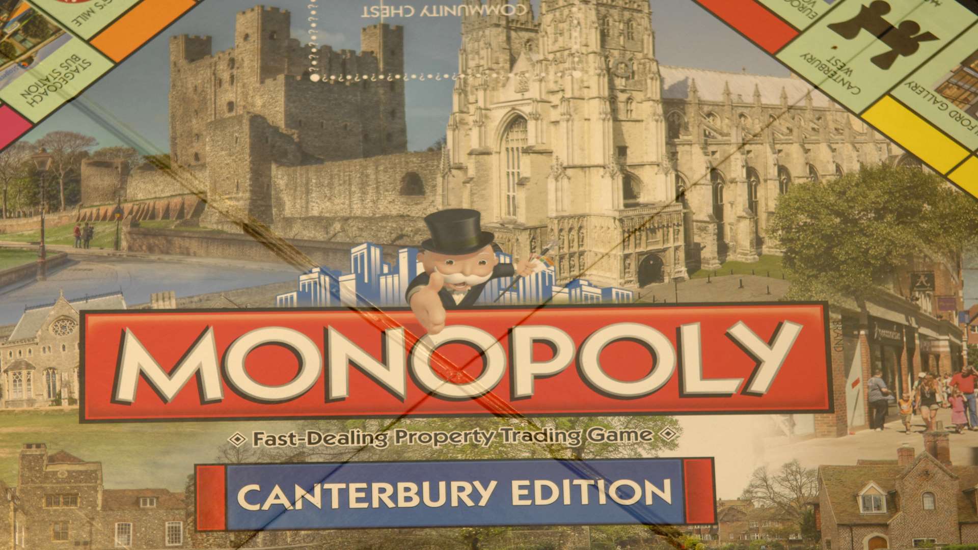 The original Canterbury edition of Monopoly, which shows Rochester Castle on the board