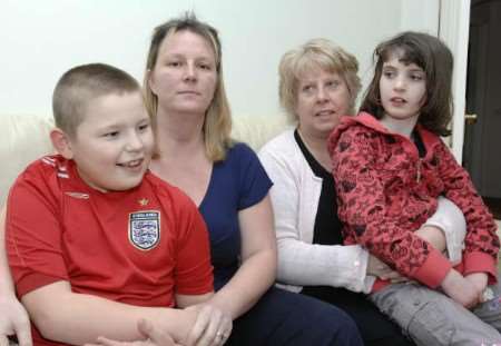 Parents Nicola Angliss, with son Kieran, and Sheila Taylor, with daughter Katy. Picture: CHRIS DAVEY