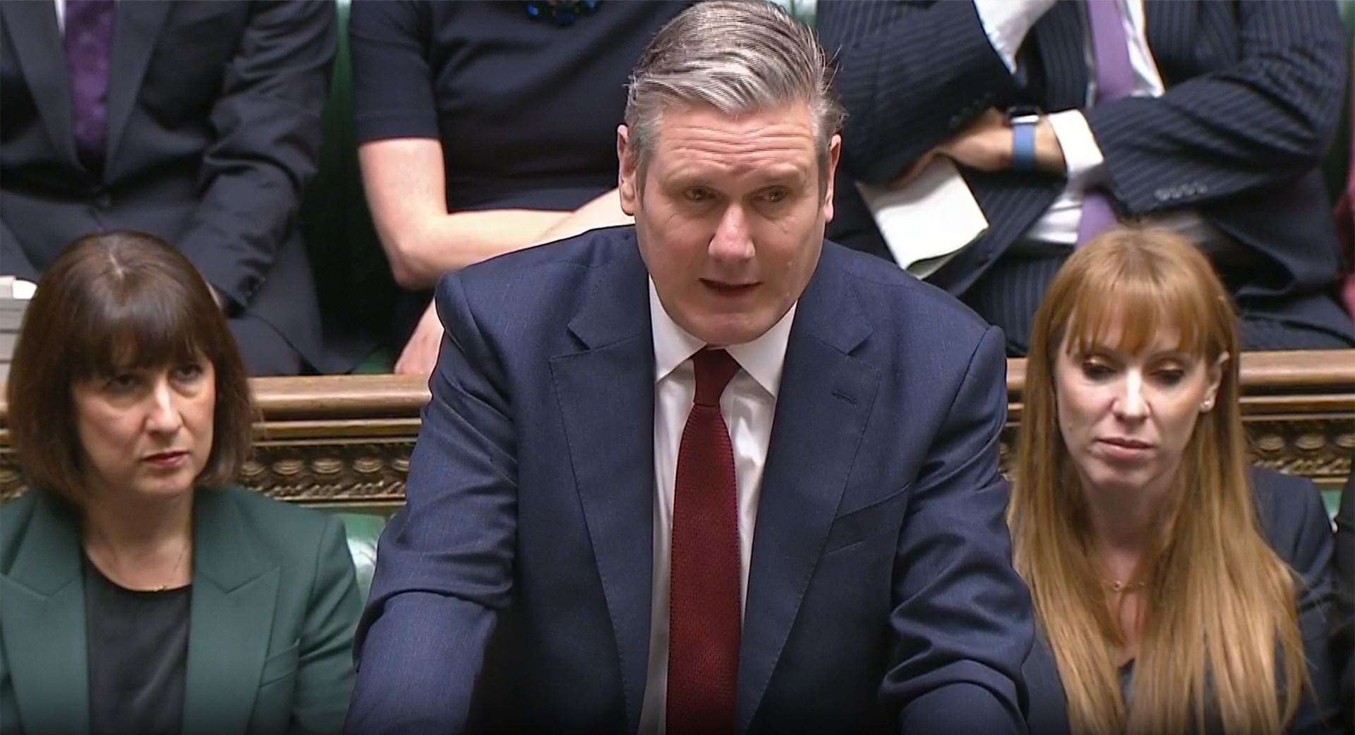 Labour leader Sir Keir Starmer called the Rwanda deal ‘a gimmick’ at PMQs (House of Commons/UK Parliament/PA)